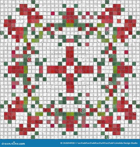 Seamless Christmas Poinsettia Cross Stitch Pattern Decorative Ornament