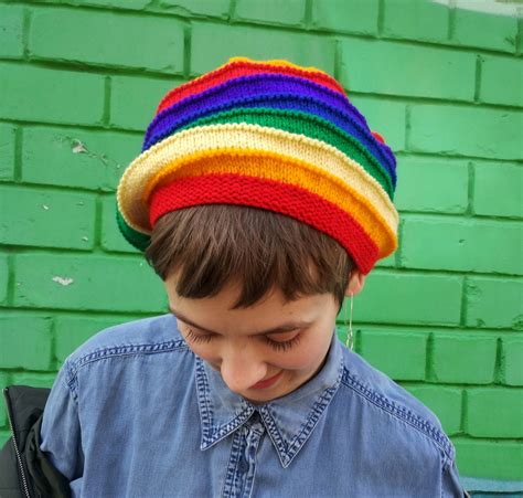Gay Hat LGBT Rainbow Beret Tam Hand Knit Hat For Men And Etsy
