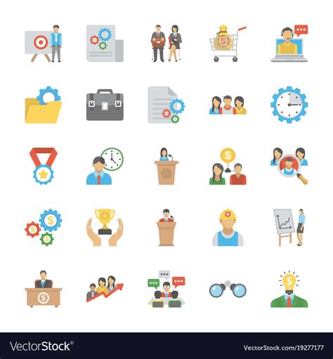 Human Resource Flat Icons Set Royalty Free Vector Image