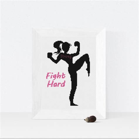 Cross Stitch Pattern Fitness Kick Boxing Cross Stitch Fight Etsy