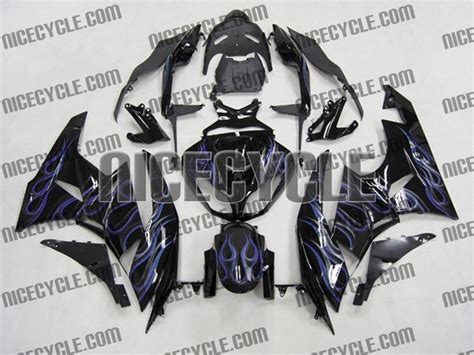 Motorcycle Fairings Kit - 2009-2012 Kawasaki ZX6R Blue Flames Fairings ...