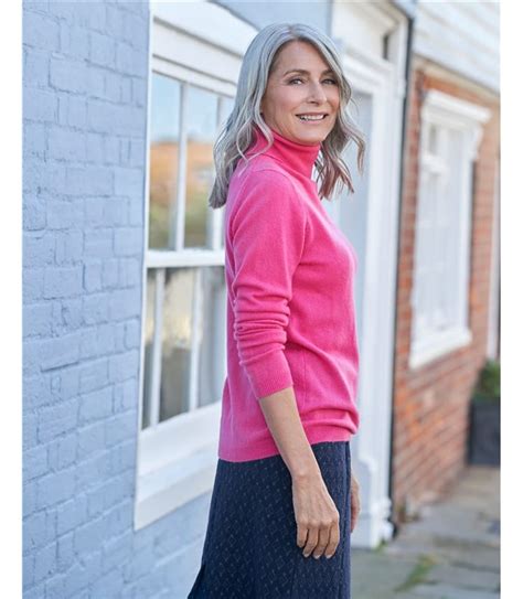 Pink Rouge Cashmere Merino Fitted Polo Neck Knitted Jumper