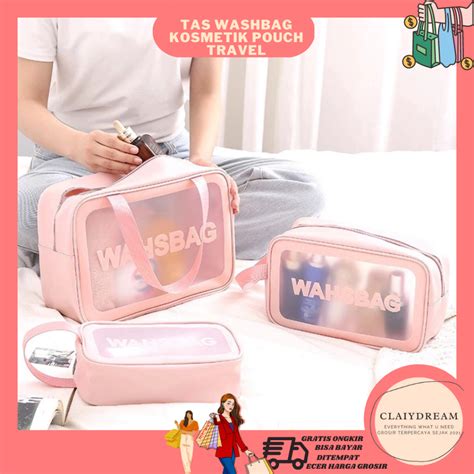 Jual Claiydream Tas Kosmetik Transparant Washbag Pouch Travel Makeup