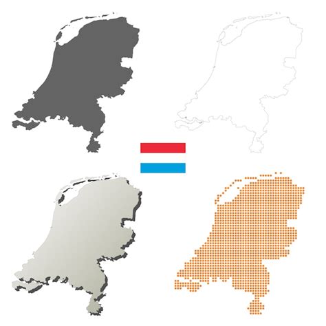 Premium Vector Netherlands Vector Outline Map Set