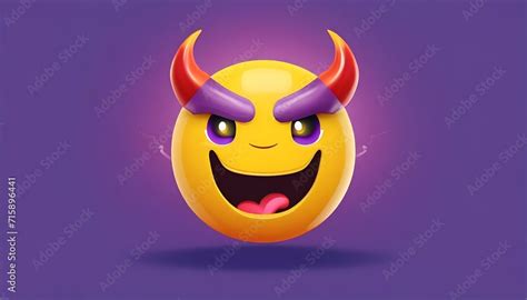 ภาพประกอบสต็อก Top Quality Emoticon Evil Devil Emoji Happy Purple