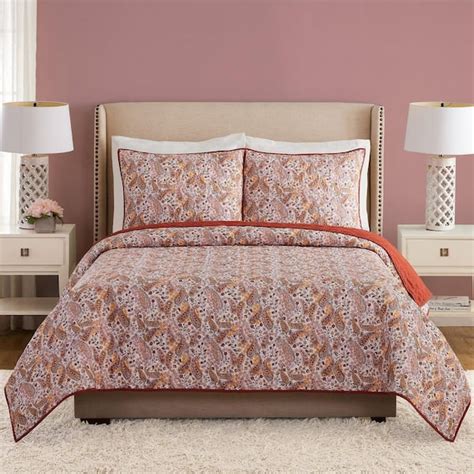 Vera Bradley Maddalena Paisley 3 Piece Terracotton Brushed Polyester King Quilt Set A046721tcnfs