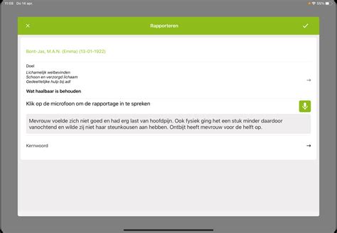Zorgapp Spraakgestuurd Rapporteren CareConnections