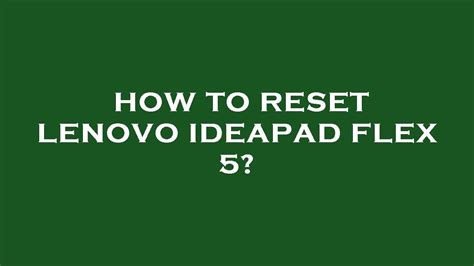 How To Reset Lenovo Ideapad Flex Youtube