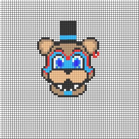 Glamrock Freddy Perler Pattern Pixel Art Pattern Diy Perler Bead Crafts Pixel Art Grid