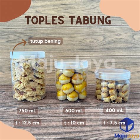 Jual Ecer Toples Tabung Jar Plastik Bening Toples Tempat Kue Kering