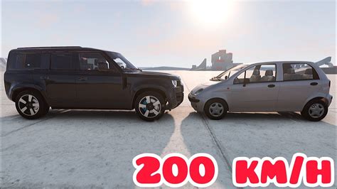 Land Rover Defender L663 Vs Daewoo Matiz 200 Km H Each One BeamNG