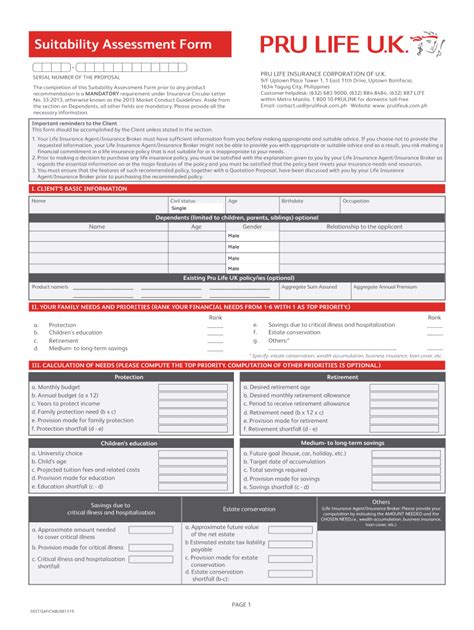 Fillable Online Suitability Assessment Form 110719 Fax Email Print Pdffiller