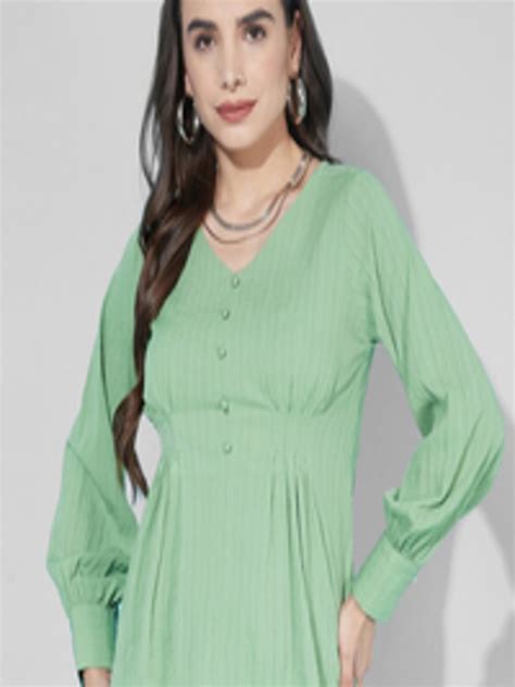 Buy Selvia Green Georgette Cinched Waist Top Tops For Women 20896218