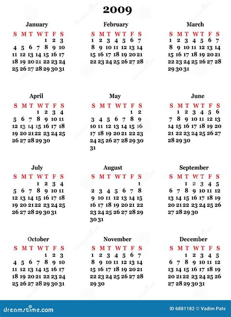 Calendar 2009 Stock Vector Illustration Of Design Clip 6881182