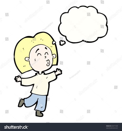 Cartoon Happy Joyful Skipping Blond Person Stock Vector Illustration