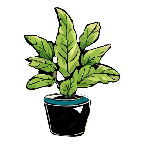 Un Dibujo De Una Planta En Una Maceta Que Dice Planta De Interior Vector Premium