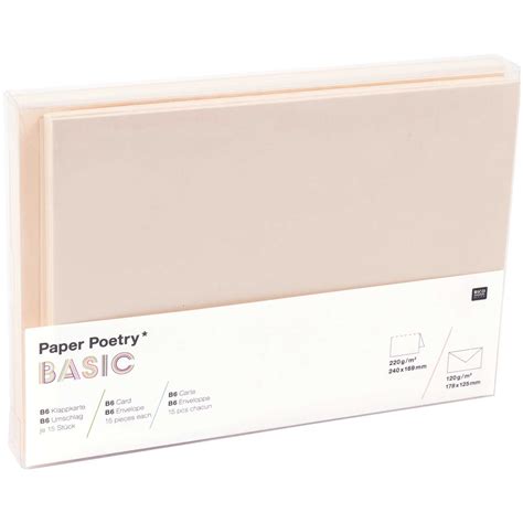 Zestaw Kopert I Kart Basic Paper Poetry Ivory B6 15 Szt