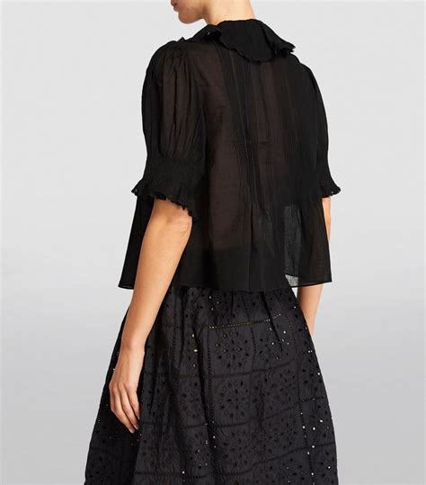 Womens DÔEN black Ruffled Henri Blouse Harrods US