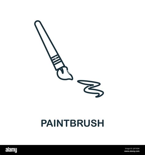 Paintbrush Line Icon Monochrome Simple Paintbrush Outline Icon For