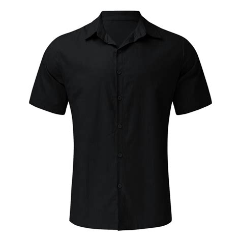 Men Casual Solid Color Shirt Short Sleeve Turn Down Collar Button Formal Shirts Ebay