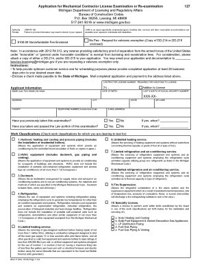 Fillable Online Michigan Application For Mechanical Contractor License