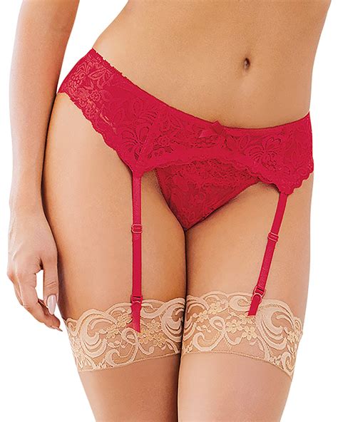 Stretch Lace Garter Belt In Red Dreamgirl