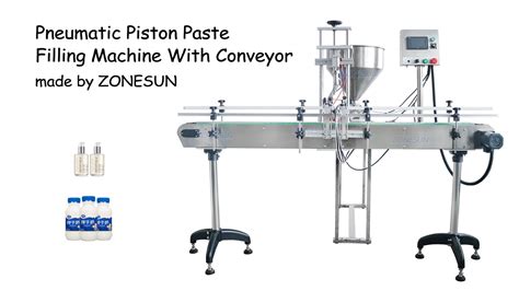 How To Use Pneumatic Piston Paste Filling Machine With Conveyor Youtube