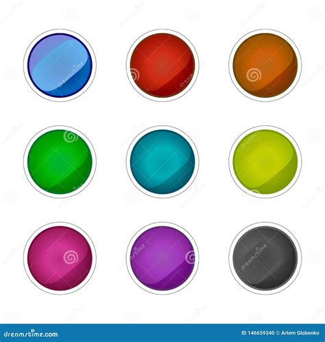 Sistema De Botones De Cristal Coloreados Elementos Del Vector