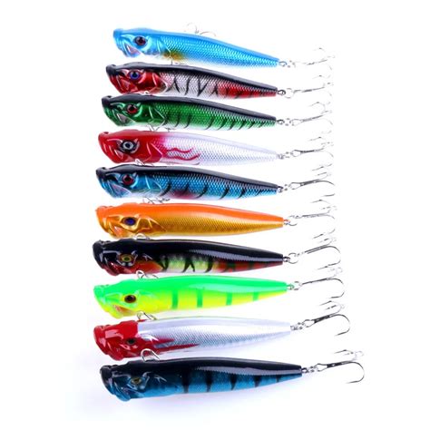 9cm16g Hard Bait Popper Fishing Lures Bass Top Water Rattles Hard