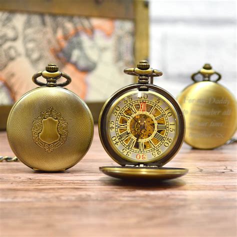 Personalised Bronze Pocket Watch With Embossed Shield By GiftsOnline4U