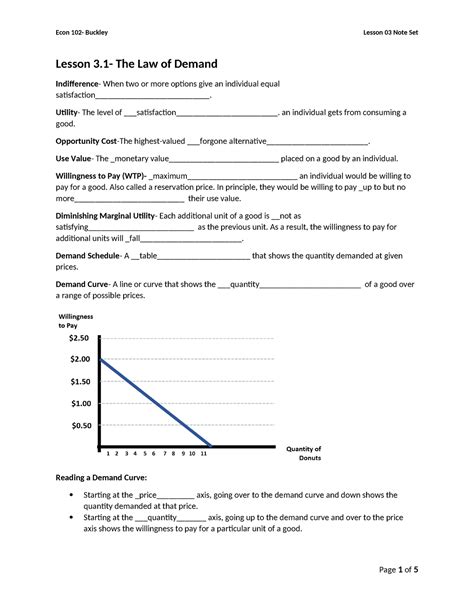 Econ 102 Intro Micro Lesson 03 Note Set Lesson 3 The Law Of Demand