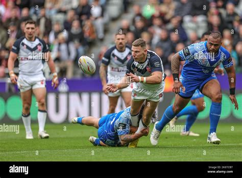 George Williams Of England Offloads During The Rugby League World Cup