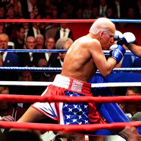 Donald Trump And Joe Biden Boxing In A Boxing Match Stable Diffusion