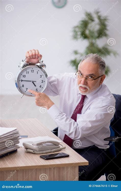 Old Male Employee In Time Management Concept Stock Image Image Of