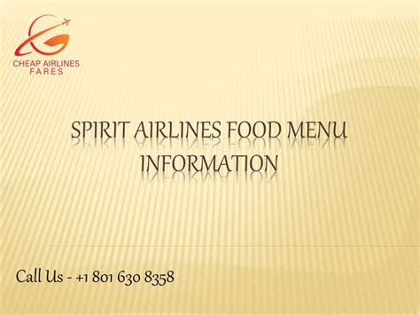 Spirit Airlines Food Menu Information