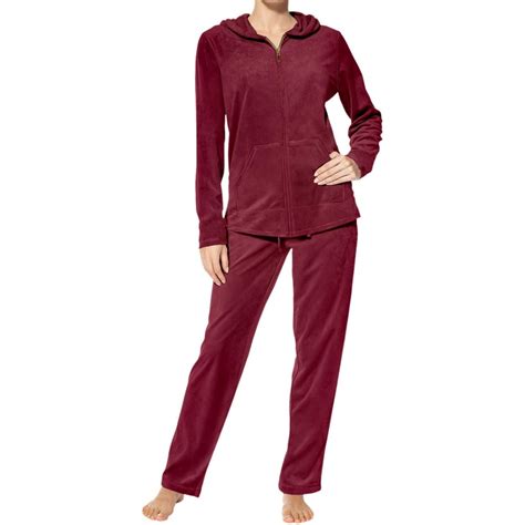 Hue Hue Womens Velour Lounge Set In Wine Medium