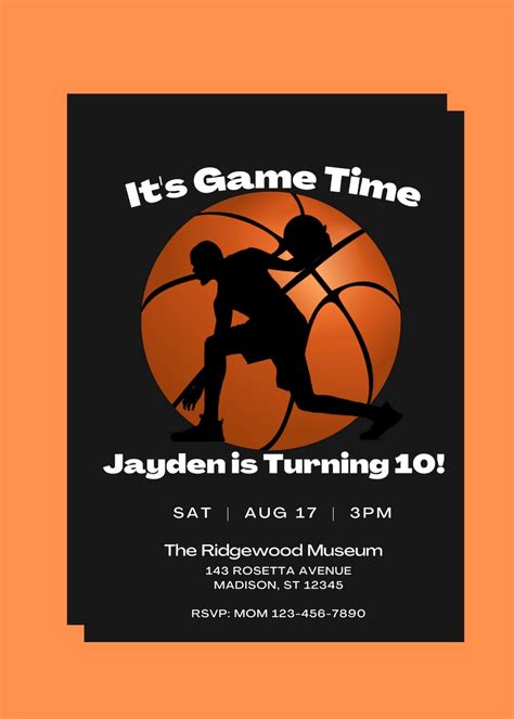 Editable Basketball Birthday Invitation It S Game Time Etsy