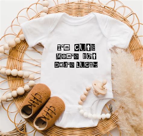 I M Cute Mom S Hot Daddy S Lucky Onesie Funny Baby Onesie Pregnancy Announcement Baby