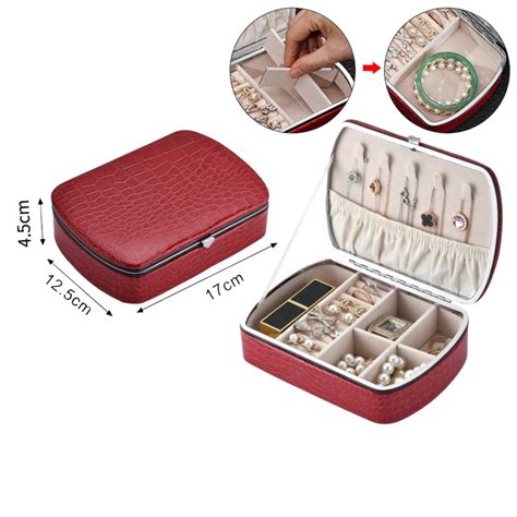 Jewelry Storage Box Pu Crocodile Pattern Portable Jewelry Box Ring