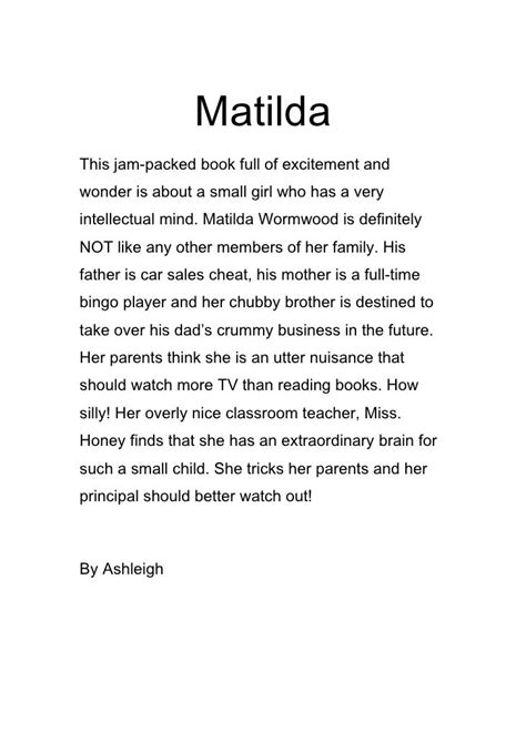 Matilda Book Review