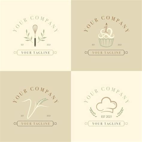 Premium Vector | Set of minimalist simple and clean logo for pastry or bakery company in ...