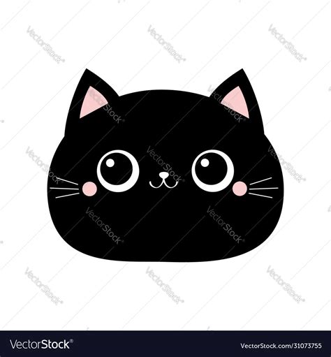 Cartoon Black Cat Face