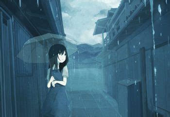 1517x853 triste niña de anime llorando bajo la lluvia sola dibujo