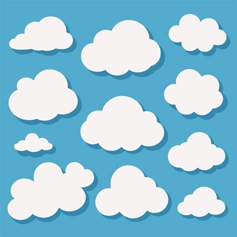 Conjunto De Vectores De Dibujos Animados De Nubes Vector Premium