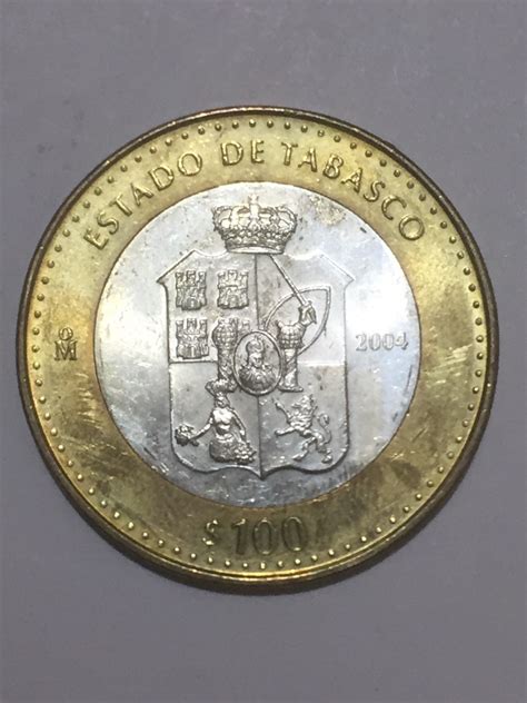 Moneda De 100 Pesos Mexicana Plata Estado De Tabasco 2004 Mercadolibre