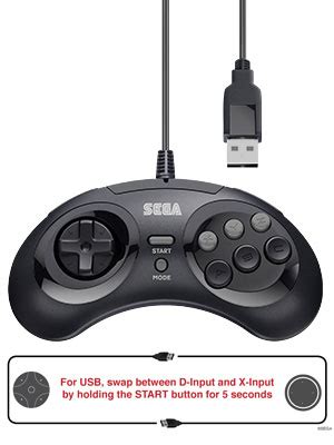 Retro Bit Official Sega Genesis Usb Controller Button Arcade Pad For