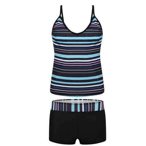 Tosmy Women Bikini Set Womens Retro Swimsuit V Neck Colored Striped