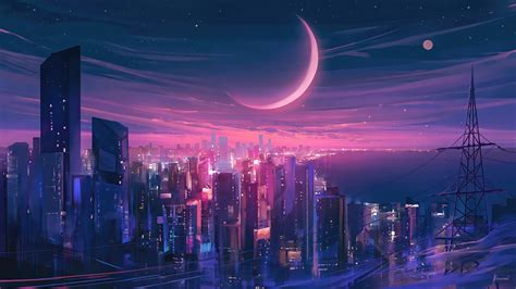 Buildings In Moon Background Hd Vaporwave Wallpapers Hd Wallpapers