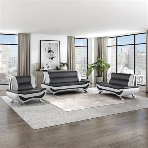 Orren Ellis Lefter 3 Piece Vegan Leather Living Room Set Wayfair