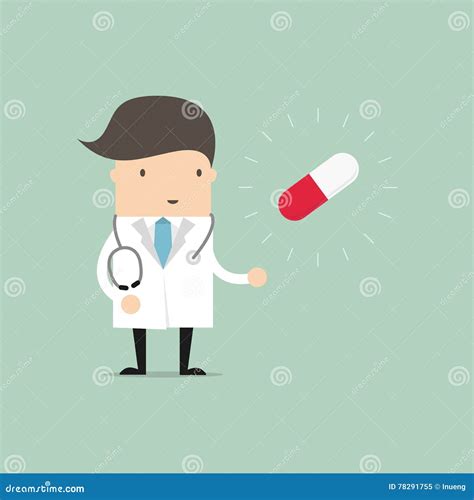 Doctor Standing With Pill Capsule Stock Vector Illustration Of
